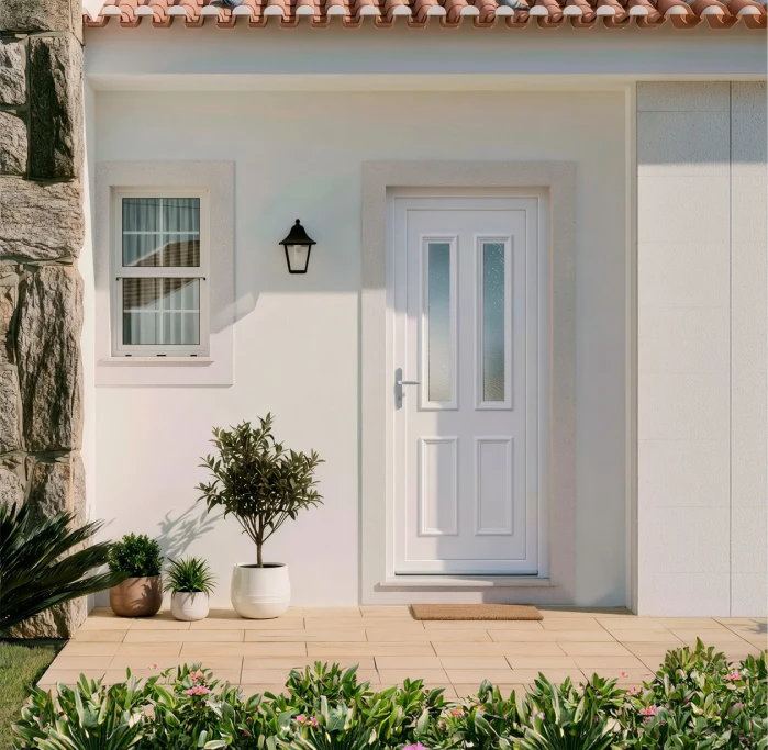 Porta de entrada em PVC VEKA Plus 5 branca, por medida